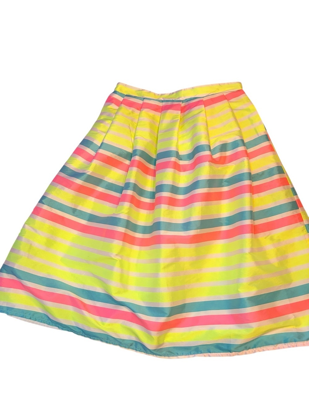 Striped Pastel A-Line LASHES Neon Skirt in Yellow, Pink & Blue